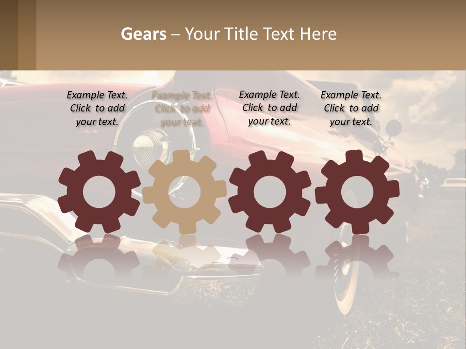 A Red Car Is Parked On The Grass PowerPoint Template