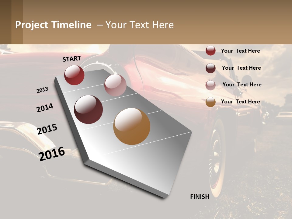 A Red Car Is Parked On The Grass PowerPoint Template