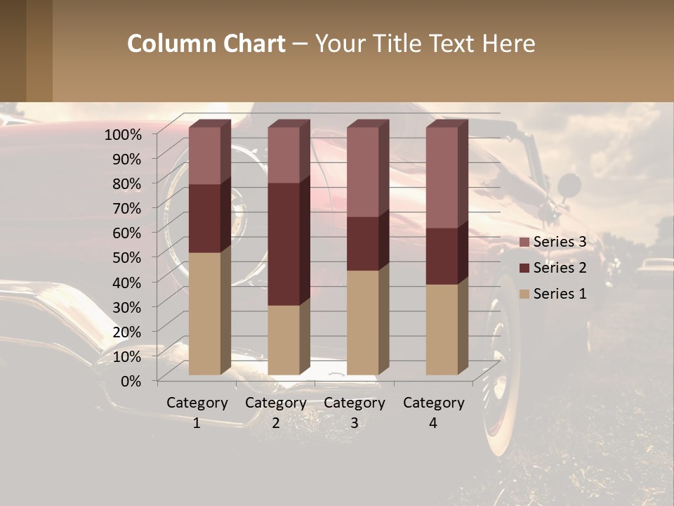 A Red Car Is Parked On The Grass PowerPoint Template