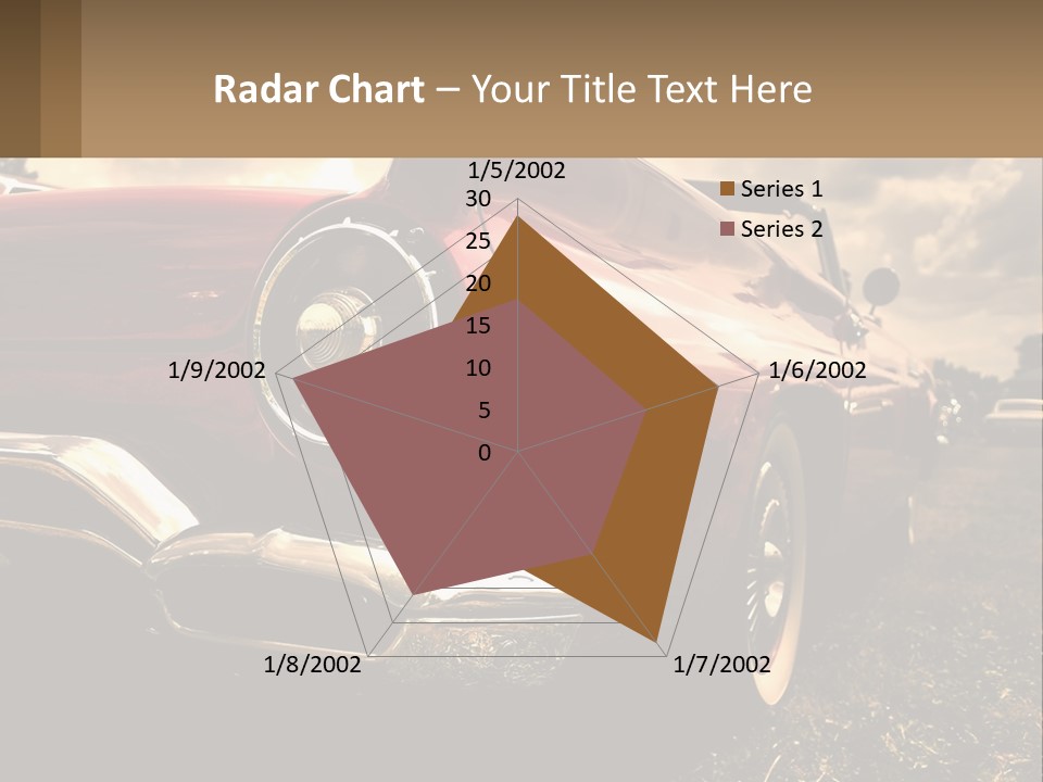 A Red Car Is Parked On The Grass PowerPoint Template