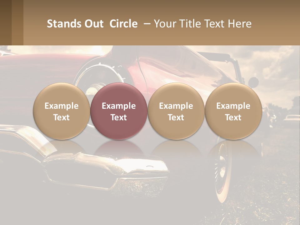 A Red Car Is Parked On The Grass PowerPoint Template