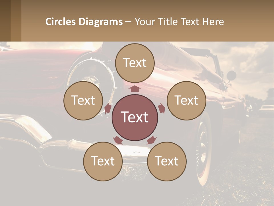A Red Car Is Parked On The Grass PowerPoint Template