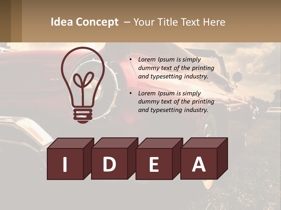 A Red Car Is Parked On The Grass PowerPoint Template
