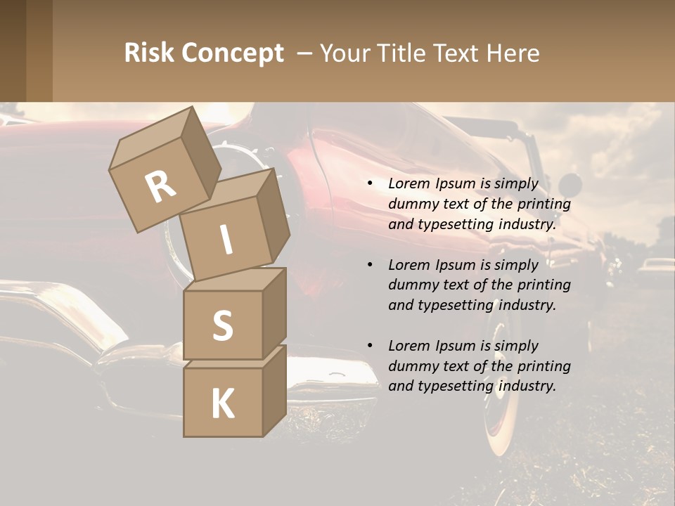 A Red Car Is Parked On The Grass PowerPoint Template