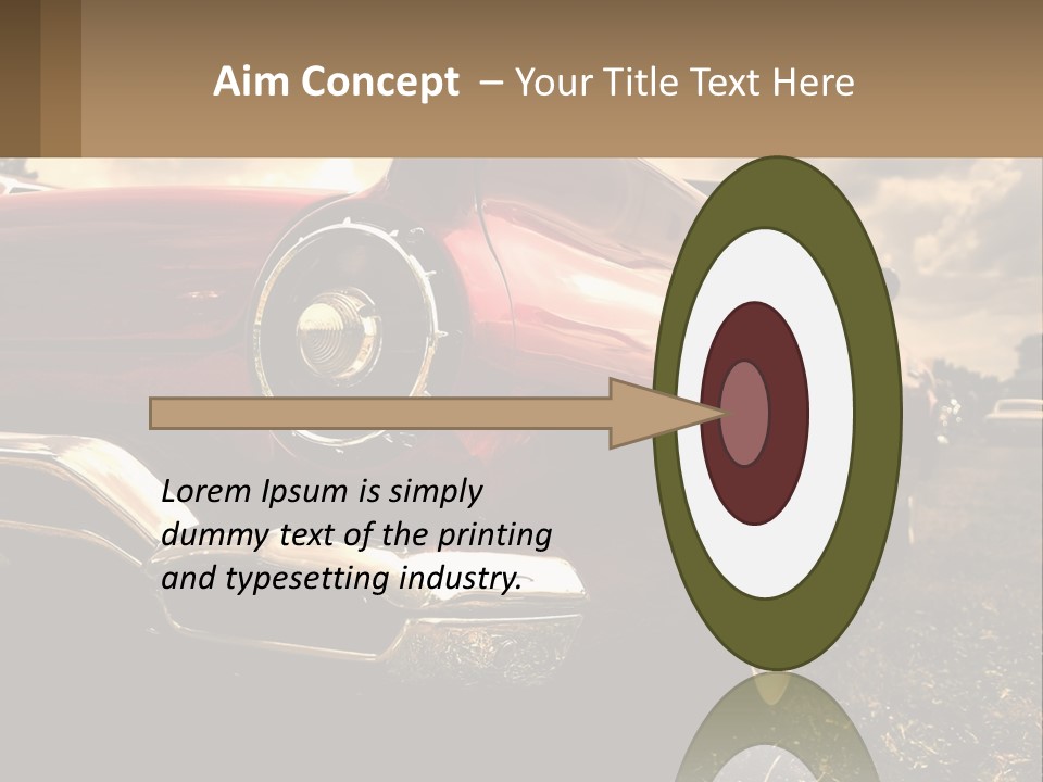 A Red Car Is Parked On The Grass PowerPoint Template