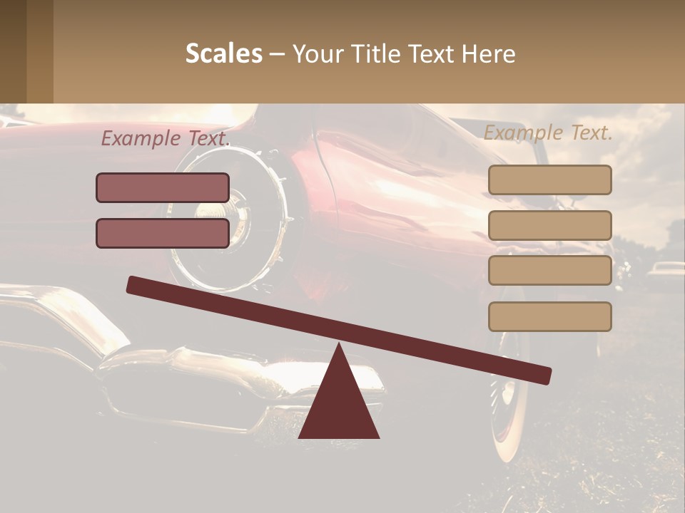A Red Car Is Parked On The Grass PowerPoint Template