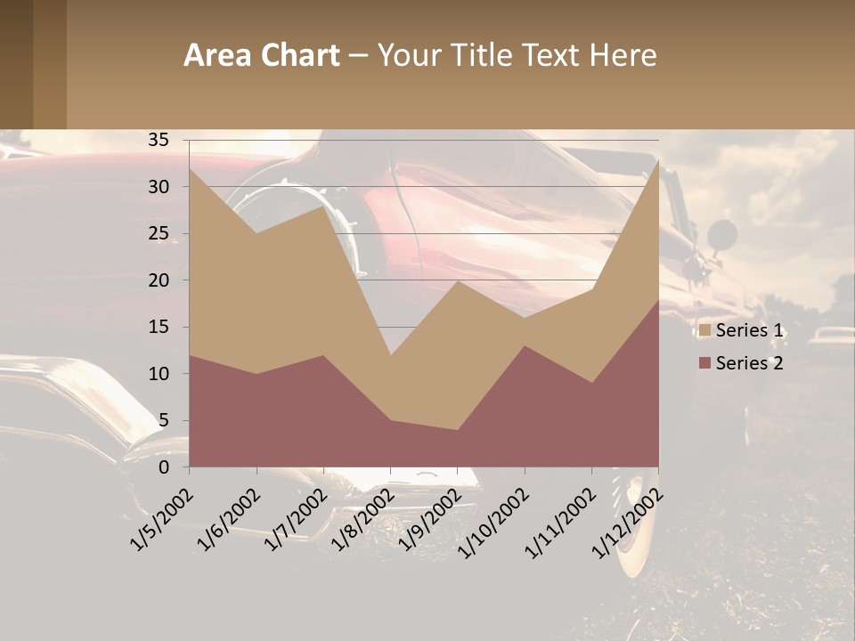 A Red Car Is Parked On The Grass PowerPoint Template