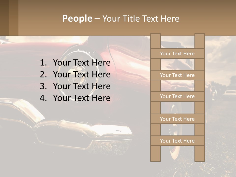 A Red Car Is Parked On The Grass PowerPoint Template