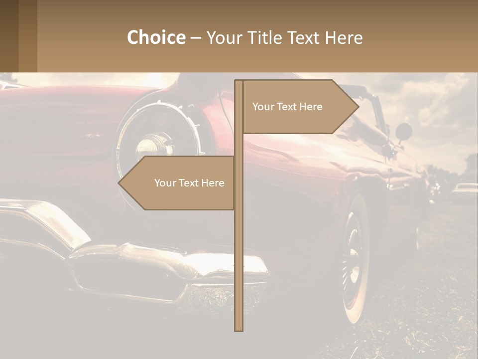 A Red Car Is Parked On The Grass PowerPoint Template