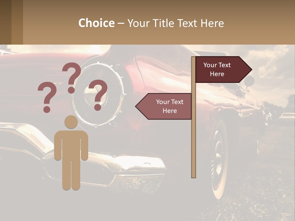 A Red Car Is Parked On The Grass PowerPoint Template