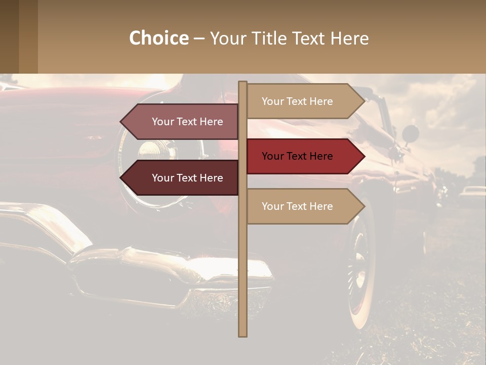 A Red Car Is Parked On The Grass PowerPoint Template
