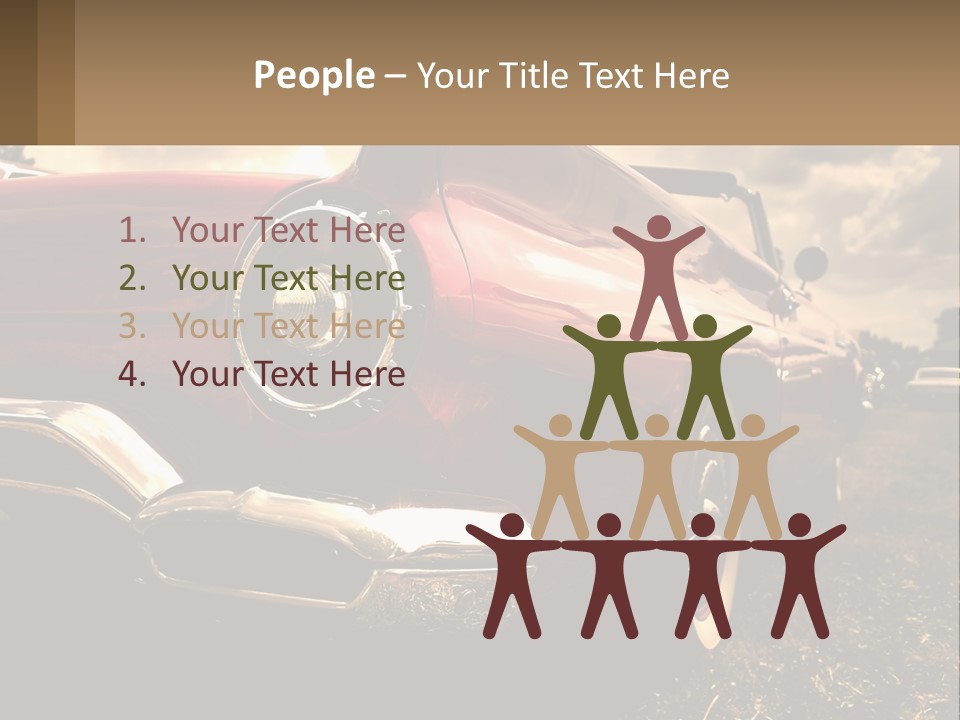 A Red Car Is Parked On The Grass PowerPoint Template