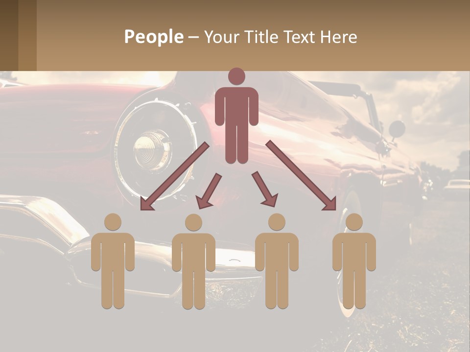 A Red Car Is Parked On The Grass PowerPoint Template