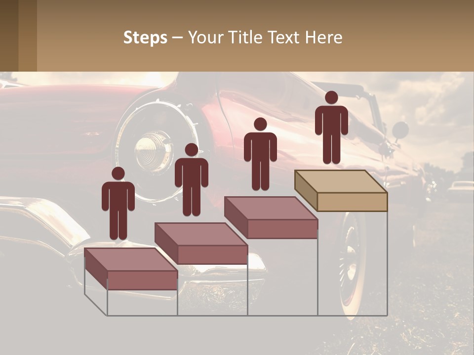 A Red Car Is Parked On The Grass PowerPoint Template