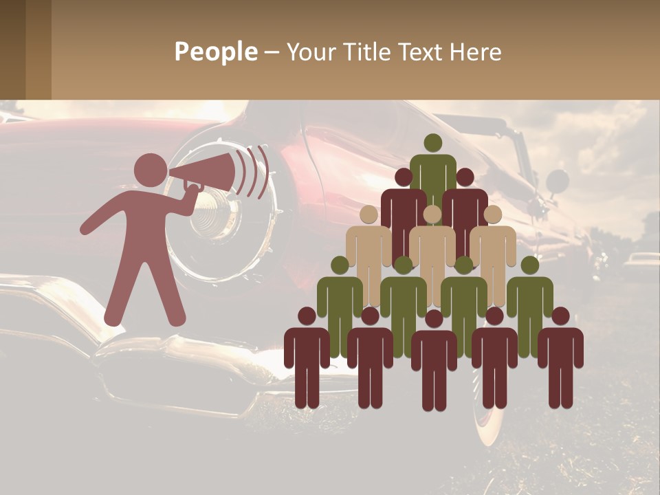 A Red Car Is Parked On The Grass PowerPoint Template