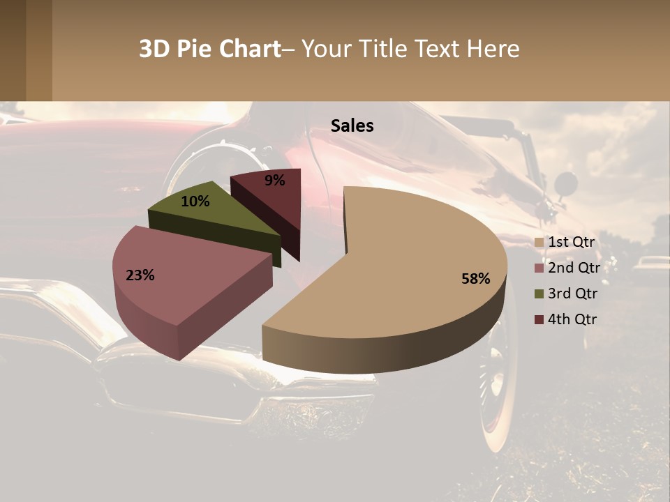 A Red Car Is Parked On The Grass PowerPoint Template