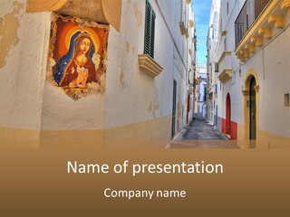 A Narrow Street With A Painting On The Wall PowerPoint Template