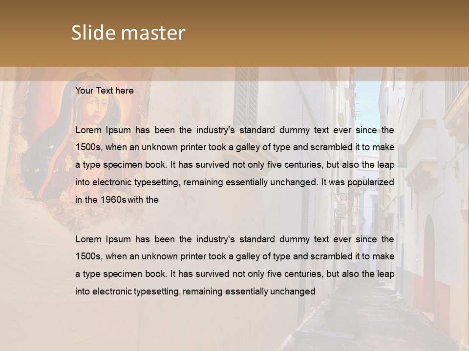 A Narrow Street With A Painting On The Wall PowerPoint Template