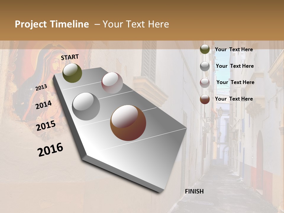 A Narrow Street With A Painting On The Wall PowerPoint Template