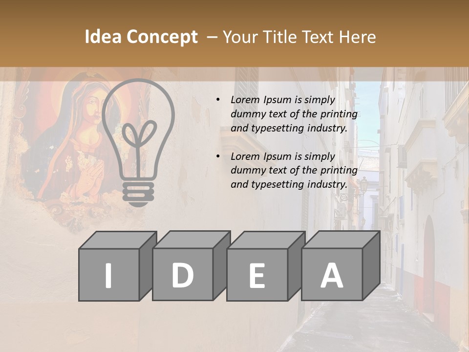 A Narrow Street With A Painting On The Wall PowerPoint Template
