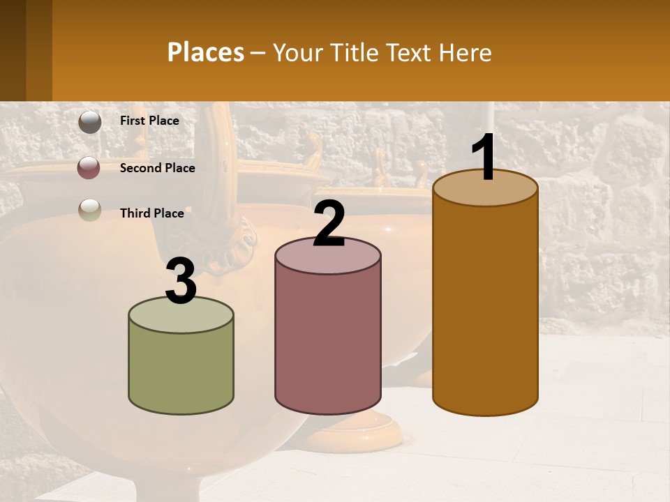 A Group Of Yellow Vases Sitting On Top Of A Sidewalk PowerPoint Template