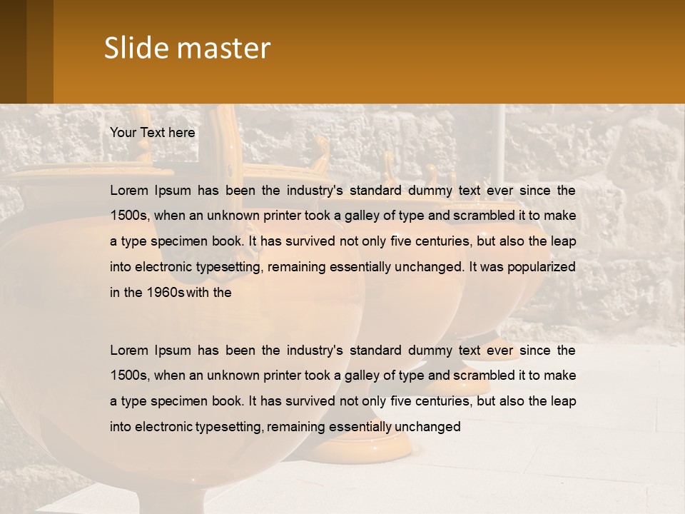 A Group Of Yellow Vases Sitting On Top Of A Sidewalk PowerPoint Template
