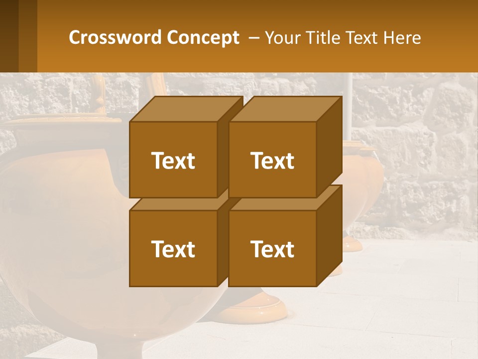 A Group Of Yellow Vases Sitting On Top Of A Sidewalk PowerPoint Template