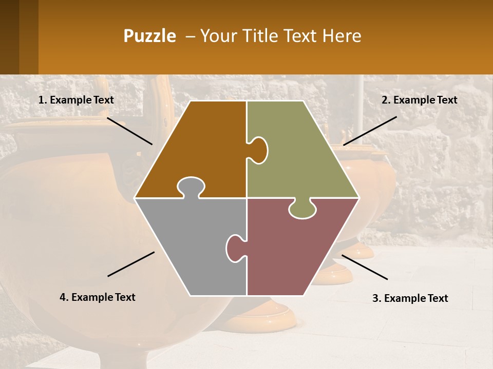 A Group Of Yellow Vases Sitting On Top Of A Sidewalk PowerPoint Template