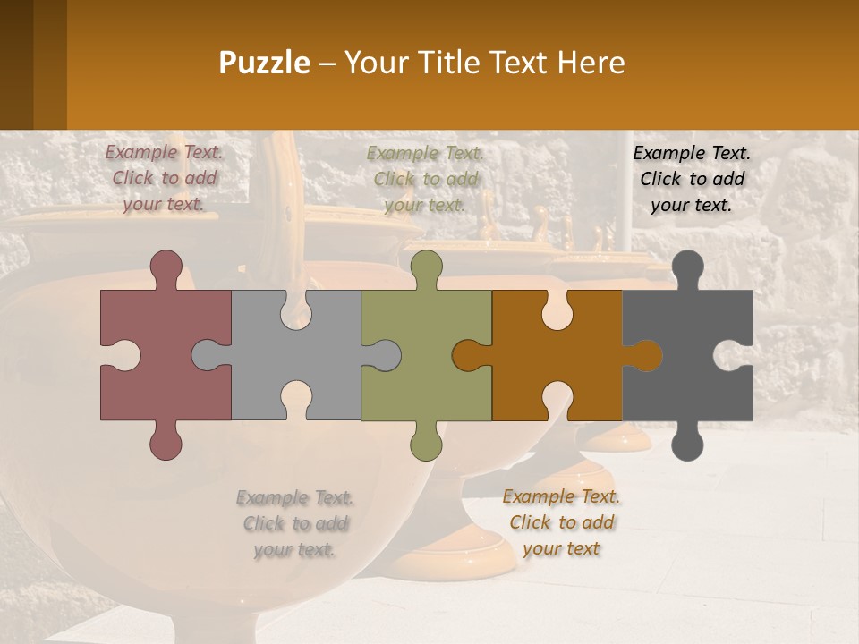 A Group Of Yellow Vases Sitting On Top Of A Sidewalk PowerPoint Template