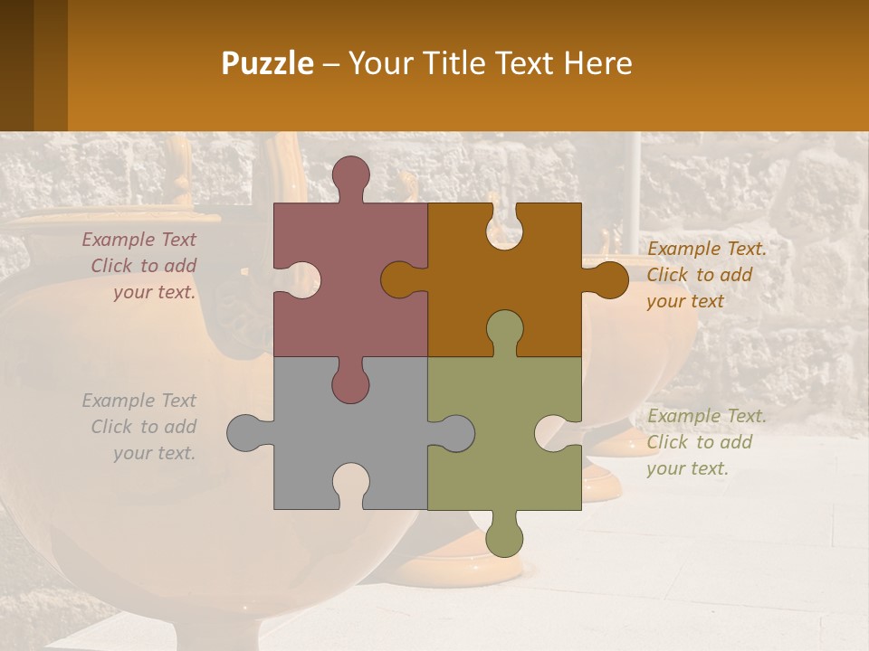 A Group Of Yellow Vases Sitting On Top Of A Sidewalk PowerPoint Template
