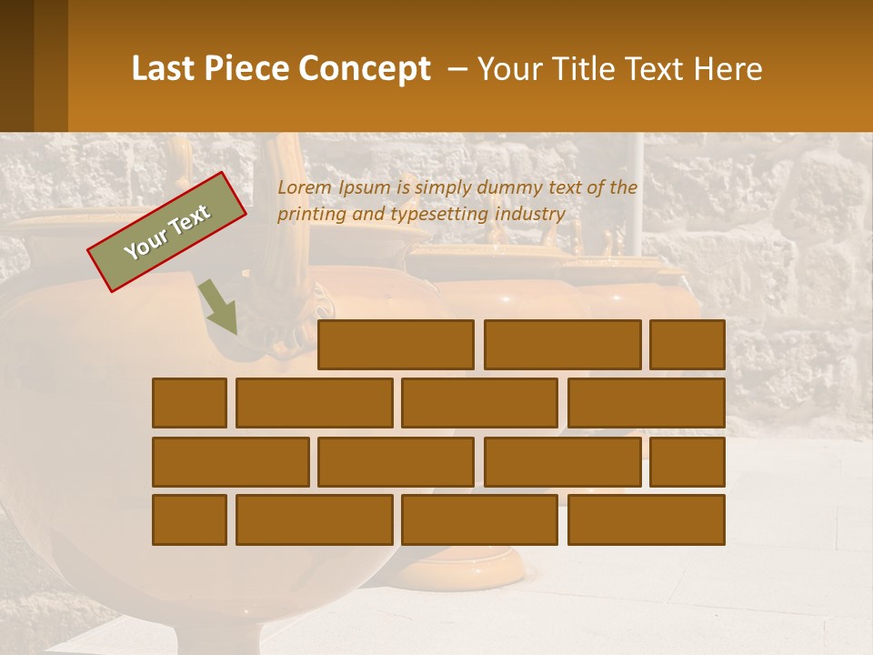 A Group Of Yellow Vases Sitting On Top Of A Sidewalk PowerPoint Template