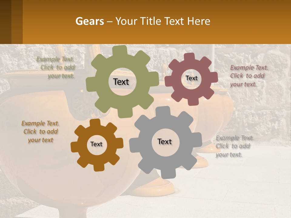 A Group Of Yellow Vases Sitting On Top Of A Sidewalk PowerPoint Template