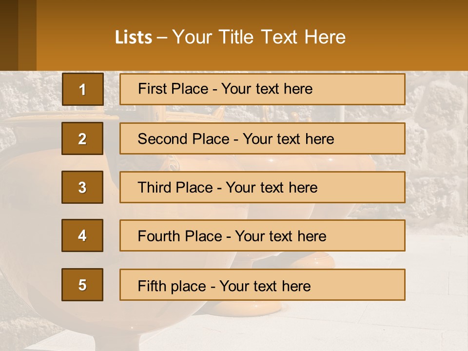 A Group Of Yellow Vases Sitting On Top Of A Sidewalk PowerPoint Template