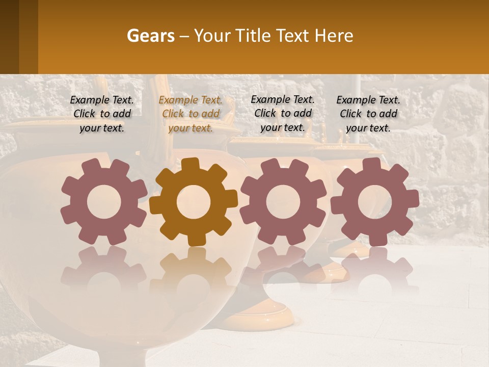 A Group Of Yellow Vases Sitting On Top Of A Sidewalk PowerPoint Template