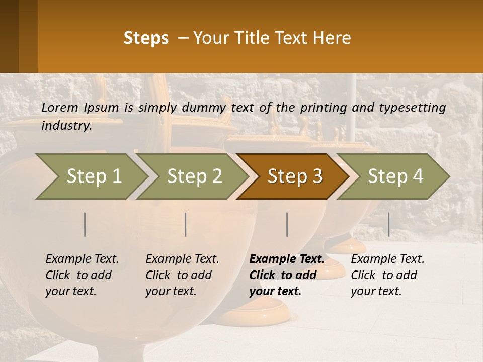 A Group Of Yellow Vases Sitting On Top Of A Sidewalk PowerPoint Template