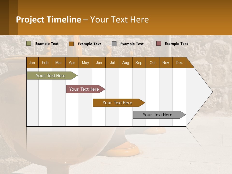 A Group Of Yellow Vases Sitting On Top Of A Sidewalk PowerPoint Template