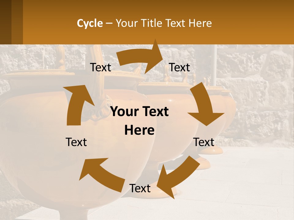 A Group Of Yellow Vases Sitting On Top Of A Sidewalk PowerPoint Template
