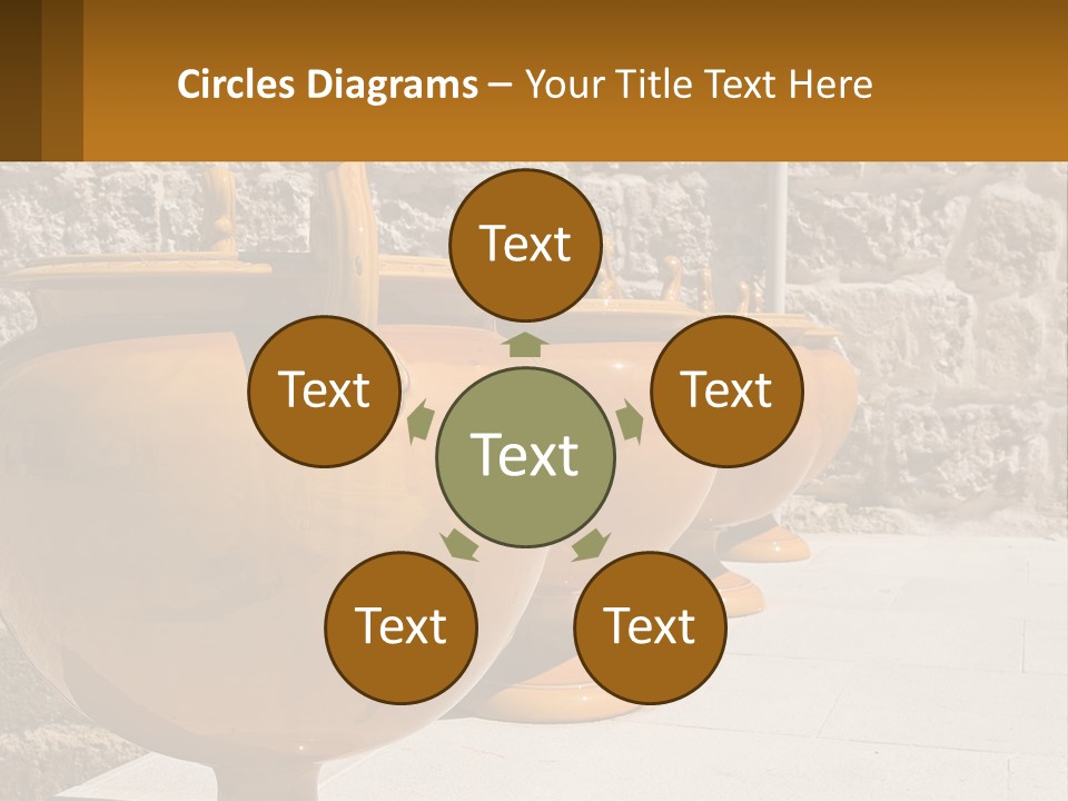 A Group Of Yellow Vases Sitting On Top Of A Sidewalk PowerPoint Template