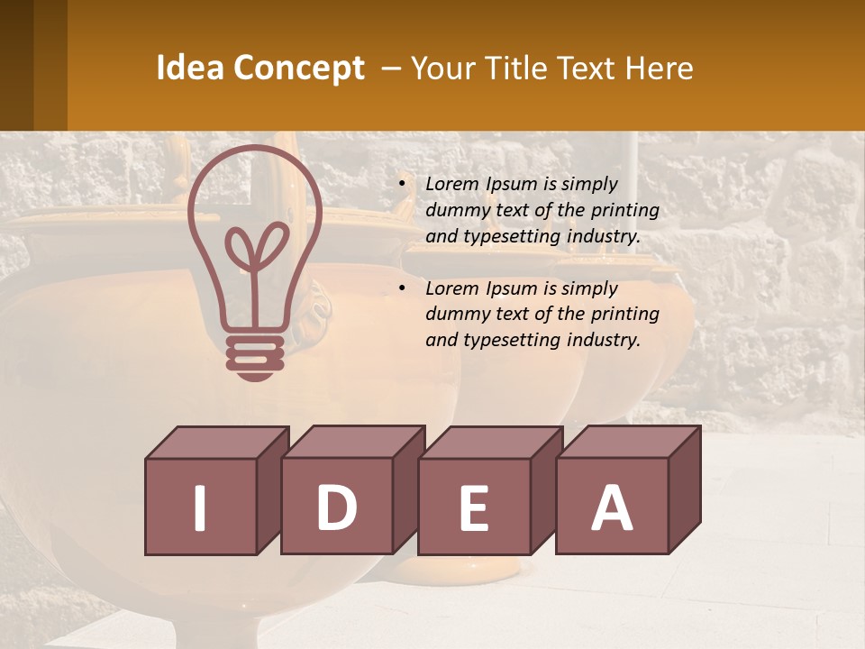 A Group Of Yellow Vases Sitting On Top Of A Sidewalk PowerPoint Template