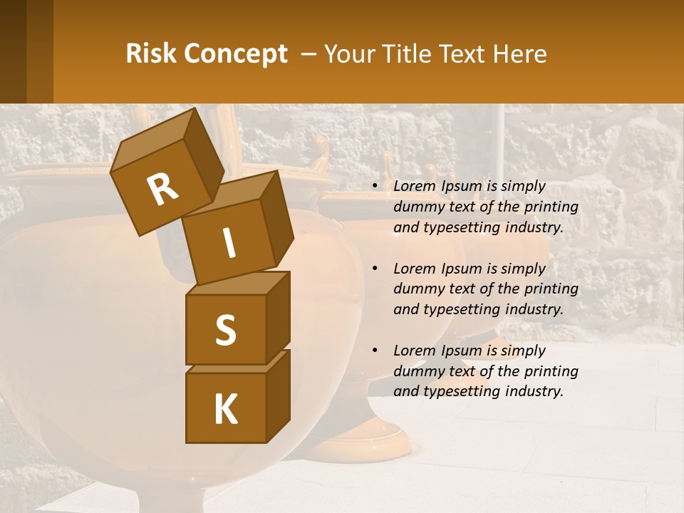 A Group Of Yellow Vases Sitting On Top Of A Sidewalk PowerPoint Template