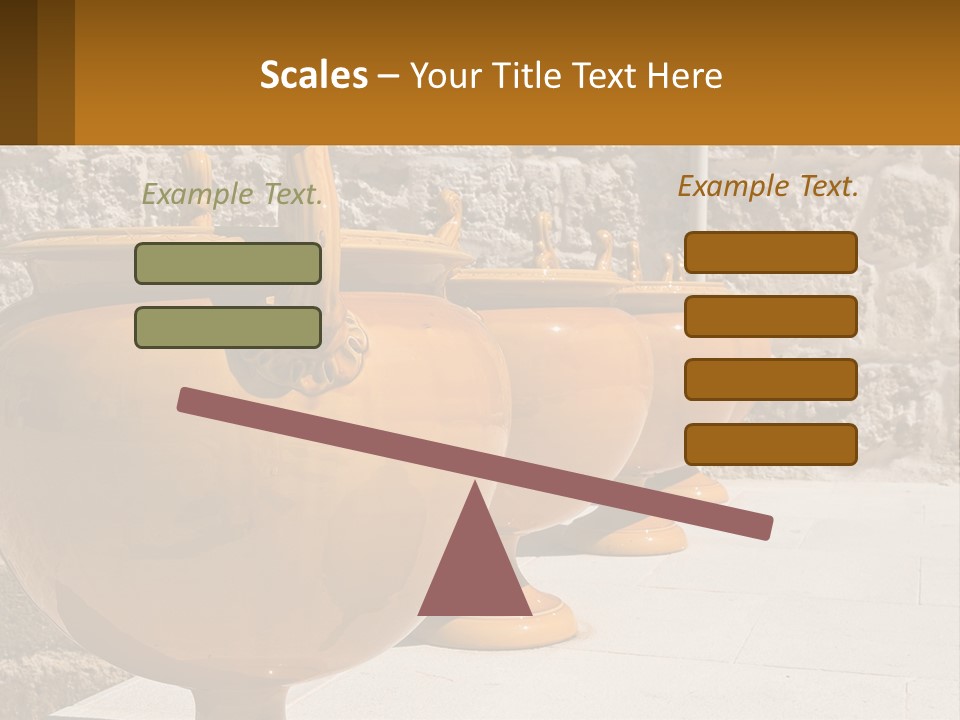 A Group Of Yellow Vases Sitting On Top Of A Sidewalk PowerPoint Template