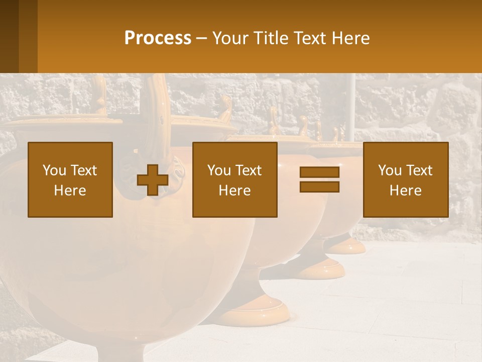A Group Of Yellow Vases Sitting On Top Of A Sidewalk PowerPoint Template