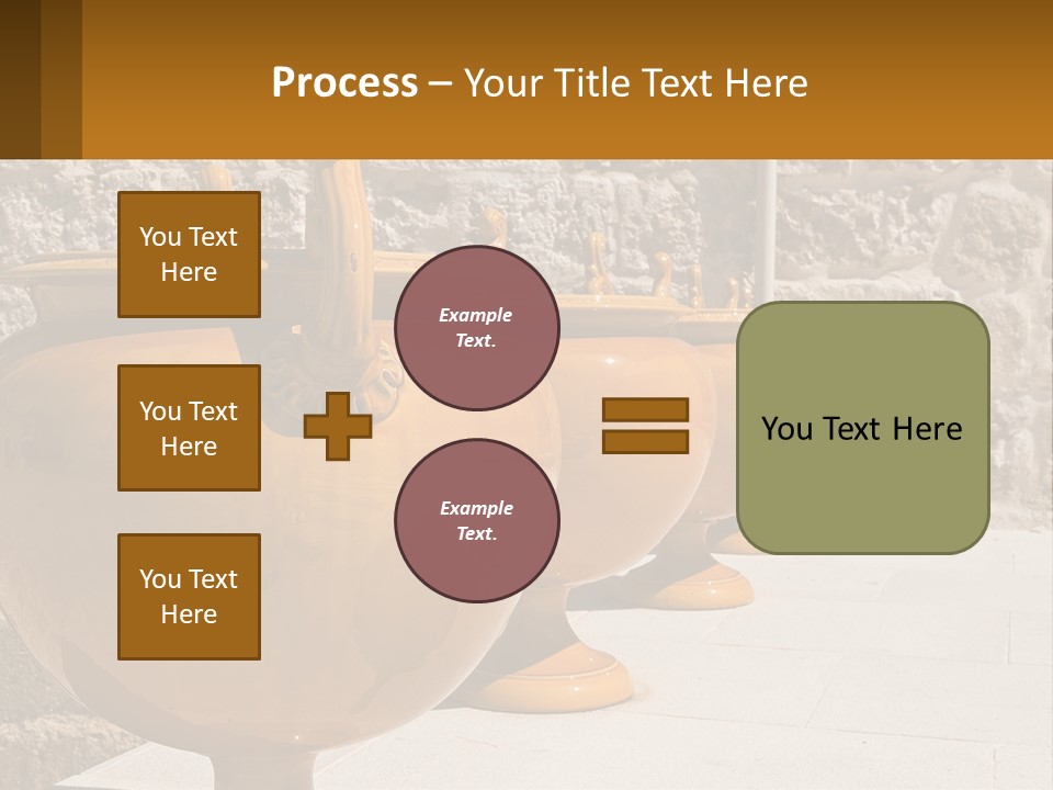 A Group Of Yellow Vases Sitting On Top Of A Sidewalk PowerPoint Template