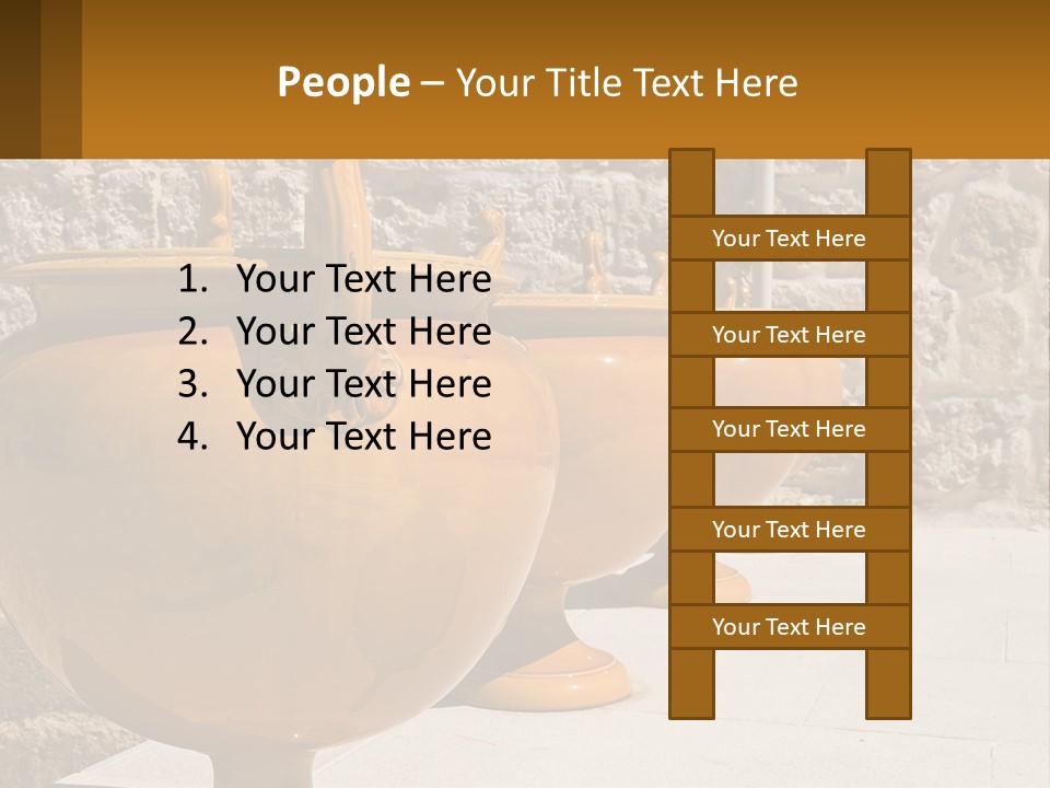 A Group Of Yellow Vases Sitting On Top Of A Sidewalk PowerPoint Template