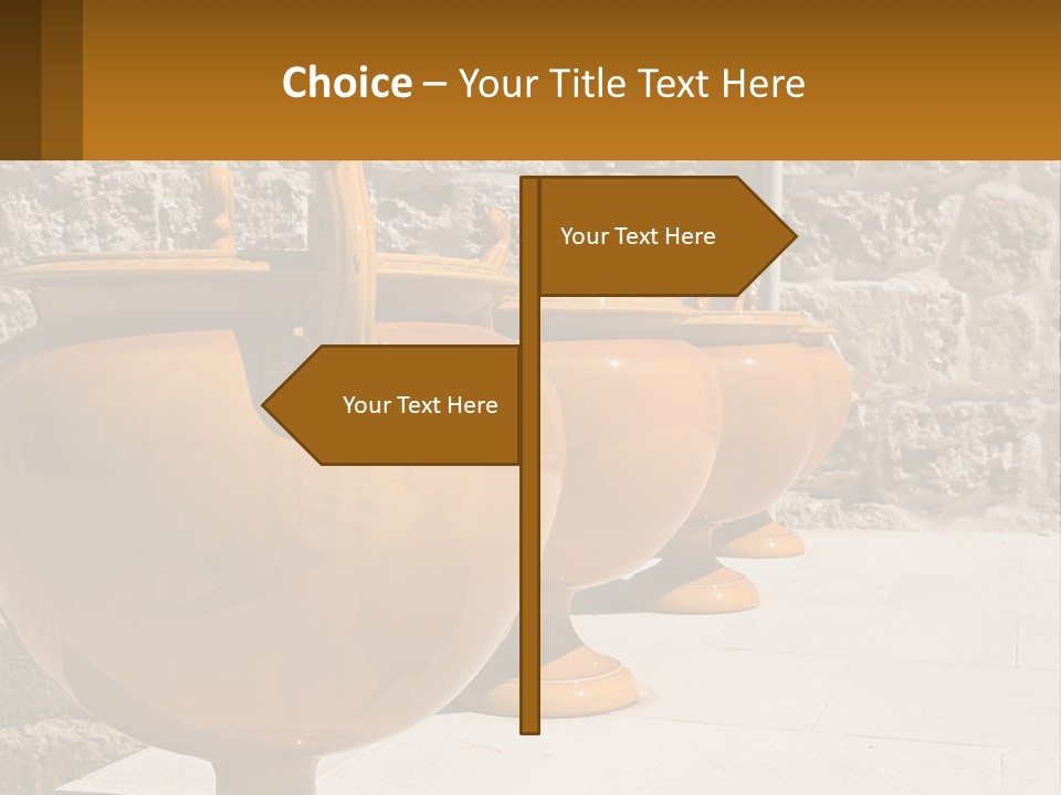 A Group Of Yellow Vases Sitting On Top Of A Sidewalk PowerPoint Template