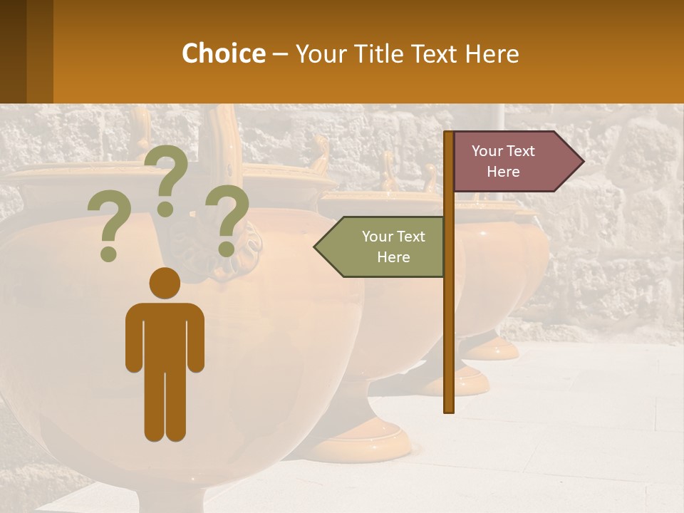 A Group Of Yellow Vases Sitting On Top Of A Sidewalk PowerPoint Template