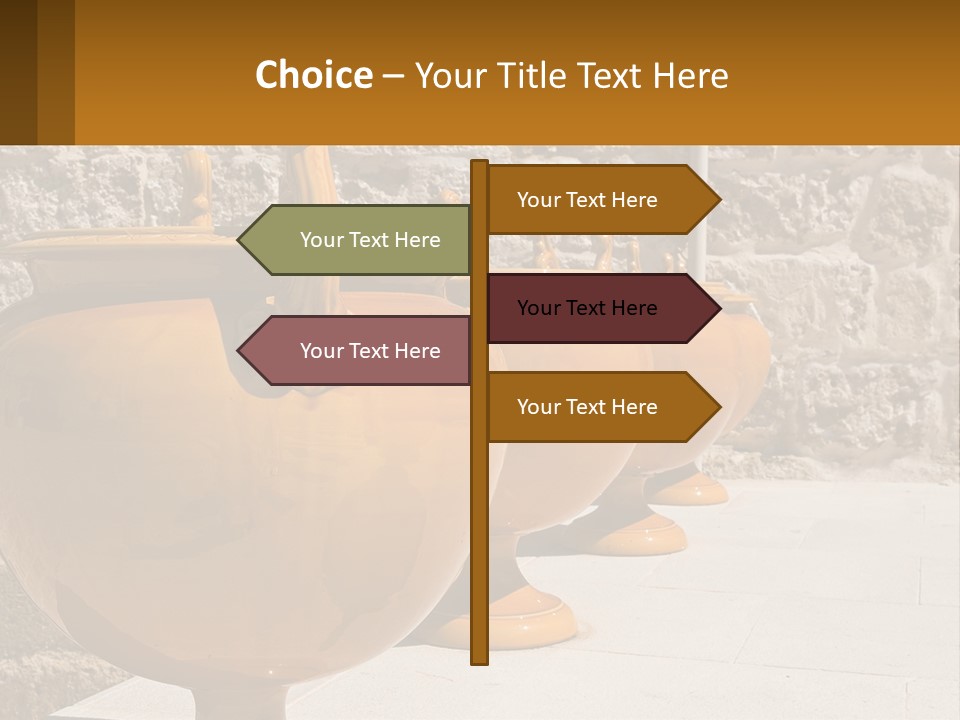 A Group Of Yellow Vases Sitting On Top Of A Sidewalk PowerPoint Template