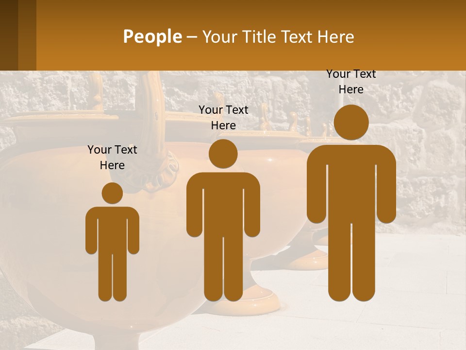 A Group Of Yellow Vases Sitting On Top Of A Sidewalk PowerPoint Template