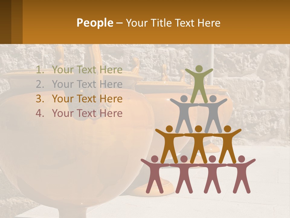 A Group Of Yellow Vases Sitting On Top Of A Sidewalk PowerPoint Template