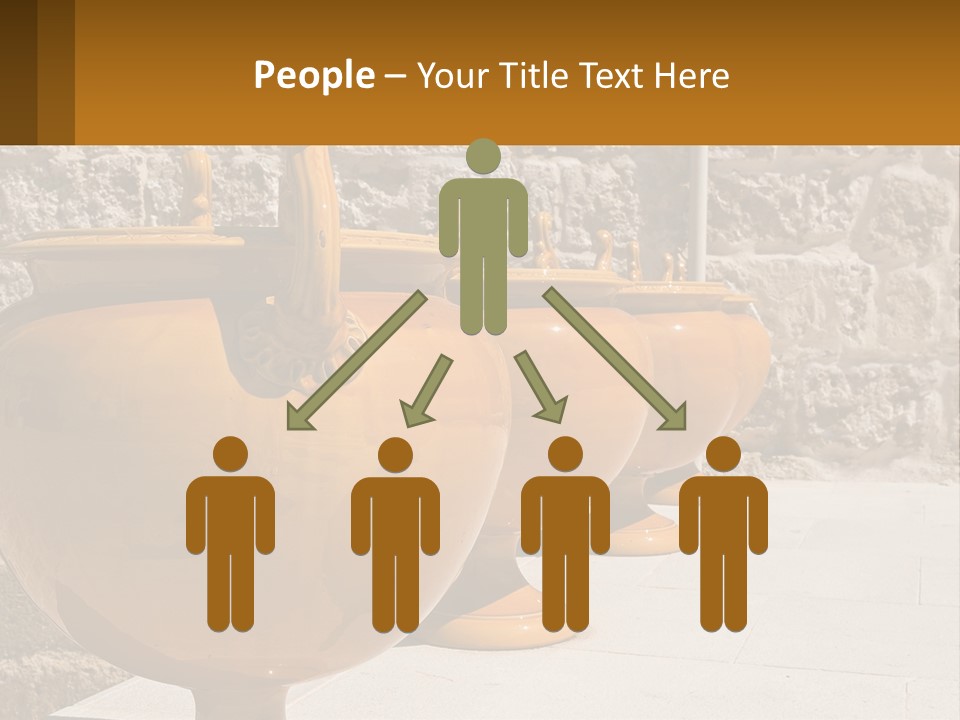 A Group Of Yellow Vases Sitting On Top Of A Sidewalk PowerPoint Template
